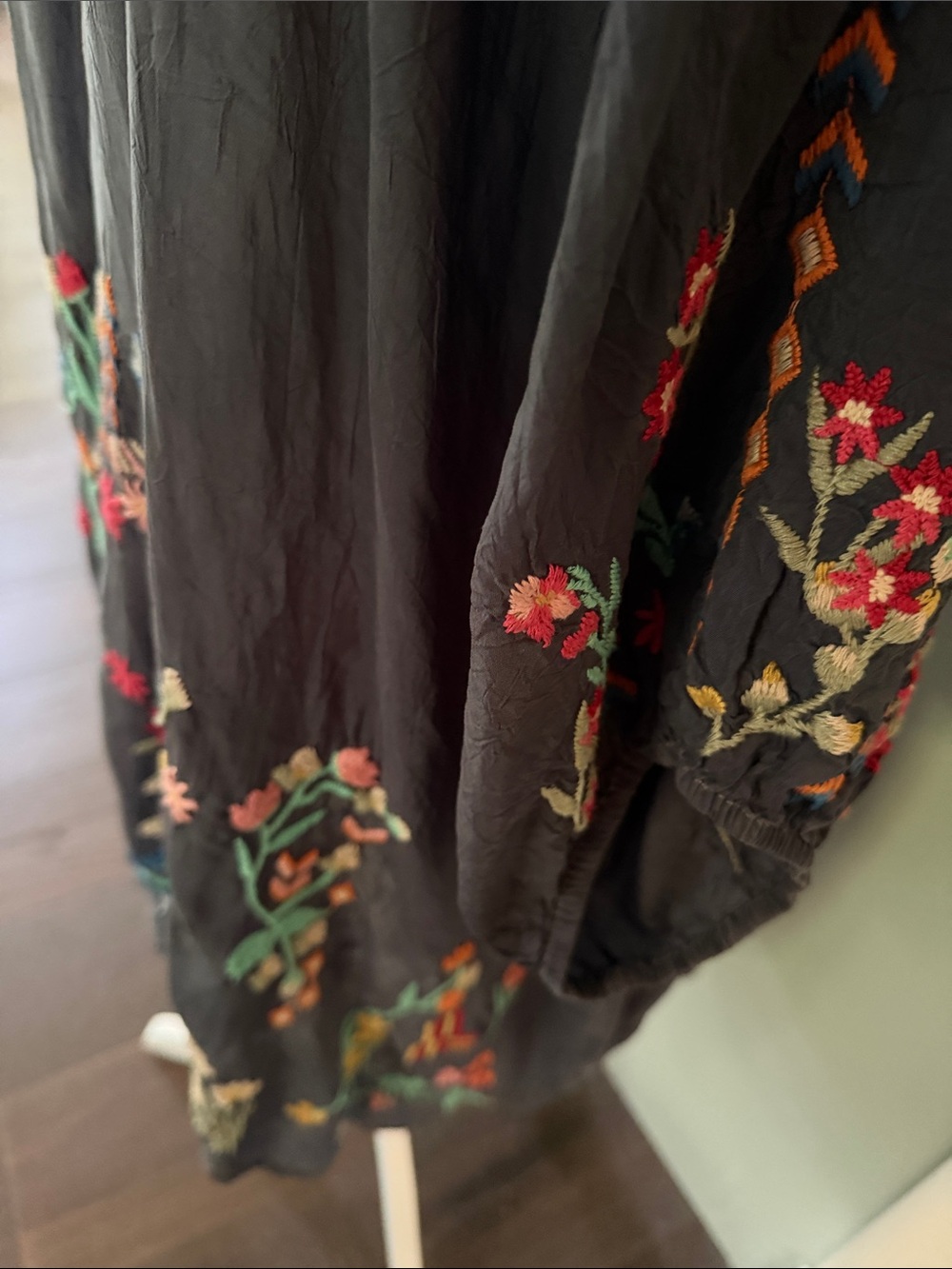 Johnny Was Black Embroidered Boho Tunic with Multicolor Embroidered Accents - Picture 7 of 16